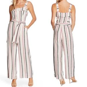 Vince Camuto linen stripe romper wide leg